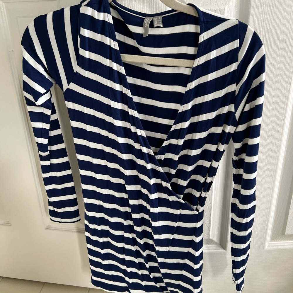 ASOS Navy and White Striped Top